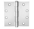 McKinney T2714-4-26 Full Mortise, 5-Knuckle, Standard Weight, 4" x 4" Square Corner Hinge - Bright Chrome Finish