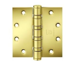 McKinney T4A33864123BT 4-1/2" x 4-1/2" Non Ferrous Heavy Weight 5-Knuckle Ball Bearing Hinge with Ball Tip - Bright Brass Finish