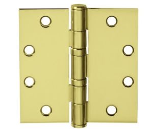 McKinney TA2314-4-1-2X4-1-2-3 4-1/2" x 4-1/2" Full Mortise Hinge, Standard Weight, 5-Knuckle, Ball Bearing - Bright Brass Finish