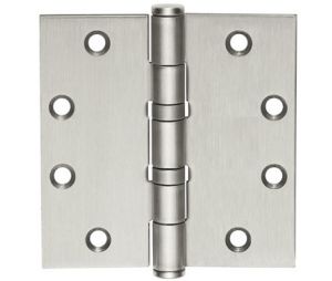 McKinney TA2314-4-1-2X4-32D-NRP 4-1/2" x 4-1/2" Full Mortise, 5-Knuckle, Standard Weight, Ball Bearing Hinge, Non Removable Pin - Satin Stainless Steel Finish