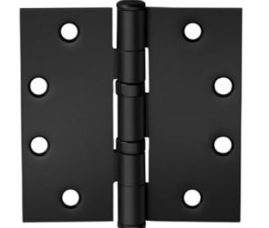 McKinney TA2314412D4 4-1/2" x 4-1/2" Full Mortise Hinge, Standard Weight, 5-Knuckle, Ball Bearing - Black Powder Coat Finish