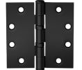 McKinney TA2314412D4 4-1/2" x 4-1/2" Full Mortise Hinge, Standard Weight, 5-Knuckle, Ball Bearing - Black Powder Coat Finish