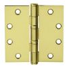 McKinney TA2314-4-1-2X4-1-2-3-NRP 4-1/2" x 4-1/2" Full Mortise Hinge, 5-Knuckle, Standard Weight, Square Corner, Non-Removable Pin - Bright Brass Finish
