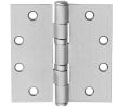 McKinney TB2314-4-1-2X4-1-2-26D 4-1/2" x 4-1/2" Full Mortise Hinge, Standard Weight, 5-Knuckle, with Ball Tip - Satin Chrome Finish