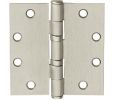 McKinney TB271441215NRP 4-1/2" x 4-1/2" Full Mortise Hinge, Standard Weight, 5-Knuckle, with Non Removable Pin and Ball Tip - Satin Nickel Finish
