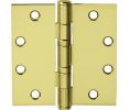 McKinney TA2714 4.5X4.5 3 4-1/2" x 4-1/2" Full Mortise Hinge, Standard Weight, 5-Knuckle, Ball Bearing, Square Corner - Bright Brass Finish