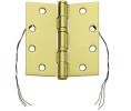 McKinney TA27144123CC2 4-1/2" x 4-1/2" Concealed Circuit Electric Hinge, 2 Wire, Standard Weight, 5-Knuckle, Ball Bearing - Bright Brass Finish