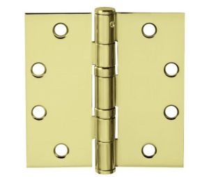 McKinney TA2714-4-1/2 x 4-1/2-3-NRP 4-1/2" x 4-1/2" Full Mortise Hinge,Standard Weight, 5-Knuckle, Ball Bearing, Non Removable Pin - Bright Brass Finish