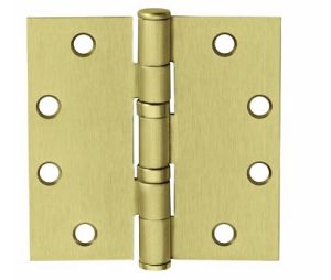 McKinney TA2714 4.5X4.5 4 4-1/2" x 4-1/2" Full Mortise Hinge, Standard Weight, 5-Knuckle, Ball Bearing, Square Corner - Satin Brass Finish