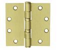 McKinney TA2714-4-1/2 X 4-4 4-1/2" x 4" Full Mortise Hinge, 5-Knuckle, Standard Weight, Square Corner - Satin Brass Finish