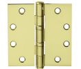 McKinney TA2714-5X5-3-NRP 5" x 5" Full Mortise Hinge, Standard Weight, 5-Knuckle, Ball Bearing, Non Removable Pin - Bright Brass Finish