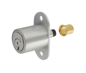 Olympus Lock 400SD-26D-KA-4T21579 Sliding Door Plunger Lock, Keyed Alike, Key Number 4T21579 - Satin Chrome Finish