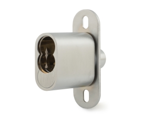 Olympus Lock 722S-T-US26 IC Core Small Format Plunger Lock, Cabinet Sliding Door, 1-3/4" Cylinder Length - Satin Chrome Finish