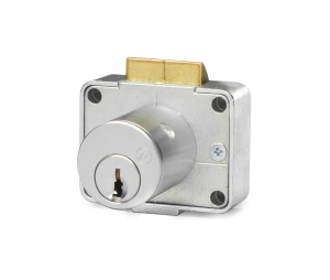 Olympus Lock 998V-26D-1-3-8-KD Drawer Latch Lock, 1-3/8" Vertical Handing, National Keyway - Satin Chrome Finish