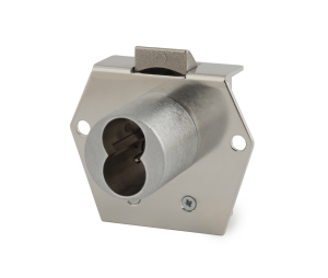 Olympus Lock CR1125RL-VH-26D Large Format IC Core Drawer Latch Lock, Rim - surface mount, Vertical Handing, Less IC Core, 1-1/8" Cylinder Length - Satin Chrome Finish