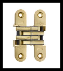 SOSS 216US3B Invisible Hinge 216 Series, Bright Brass, 1-3/8" Minumum Thickness, Box of 100 , bulk