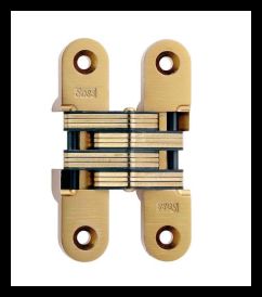 SOSS 216US4B Invisible Hinge 216 Series, Satin Brass, 1-3/8" Minumum Thickness, Box of 100 , bulk