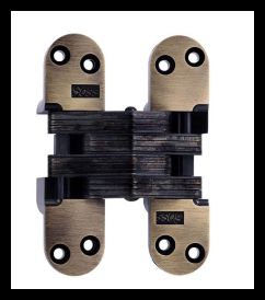 SOSS 220US5B Invisible Hinge 220 Series, Antique Brass, 2" Minumum Thickness, Box of 100 , bulk