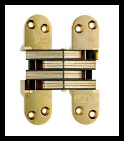 SOSS 220US3B Invisible Hinge 220 Series, Bright Brass, 2" Minumum Thickness, Box of 100 , bulk