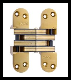 SOSS 220US4B Invisible Hinge 220 Series, Satin Brass, 2" Minumum Thickness, Box of 100 , bulk