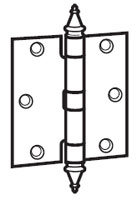 Stanley F179ST-4.5x4.5-3 4.5x4.5in Hinge with Steeple Tips-Full Mortise-Standard Weight-Plain Bearing-Steel Base-Polished Brass Finish