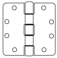 Stanley RDF179-4x4-15 4x4in 1/4in Radius Corner Hinge-Full Mortise-Standard Weight-Plain Bearing-Steel Base-Satin Nickel Finish