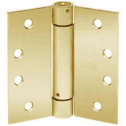 Stanley 2060R 4-1/2 x 4-1/2 4 Single Acting, Full Mortise, Standard Weight Spring Hinge - 4-1/2" x 4-1/2", Sqaure Corners, Satin Brass