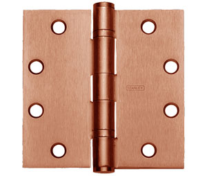 Stanley FBB179 5x4.5 US10 5" x 4-1/2" Full Mortise Standard Weight Ball Bearing Steel Base Hinge Satin Chrome Standard Removable Pin -  Satin Bronze