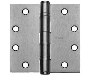 Stanley FBB179 5x5 US26D 5" x 5" Full Mortise Standard Weight Ball Bearing Steel Base Hinge Satin Chrome Standard Removable Pin -  Satin Chrome