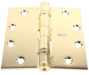 Stanley FBB179 5x4 US3 5" x 4" Full Mortise Standard Weight Ball Bearing Steel Base Hinge Satin Chrome Standard Removable Pin -  Bright Brass