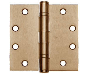 Stanley FBB179 5x4 US4 5" x 4" Full Mortise Standard Weight Ball Bearing Steel Base Hinge Satin Chrome Standard Removable Pin -  Satin Brass