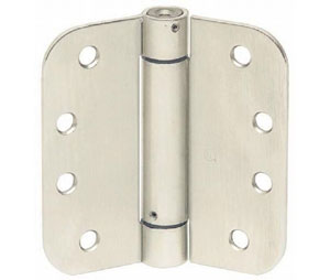 Stanley RD2068R 4-1/2 x 4-1/2 26D Single Acting, Full Mortise, Standard Weight Spring Hinge - 4-1/2" x 4-1/2", 5/8" Radius Corners, Satin Chromium Plated