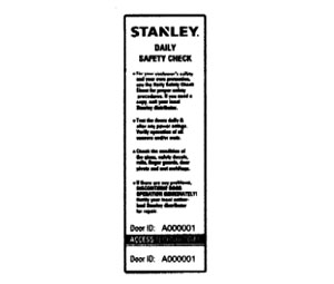 Stanley 412266 "DAILY SAFETY CHECK" OR Decal
