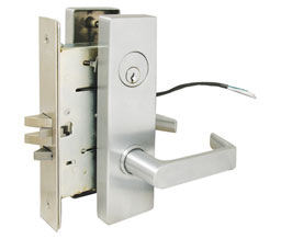 TownSteel MSE-E 121 C US32 Escutcheon Single Cylinder Fail Safe (12VDC) 3-Position Monitoring Function Heavy Duty Electrified Mortise Lock with Congress Lever - Polished Stainless Steel