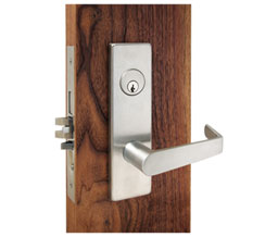 TownSteel MSE-L 05 R US3 Standard Low Escutcheon Style Single Cylinder Classroom Function Heavy Duty Mortise Lock with Regal Knob - Polished Brass