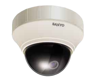 Sanyo SAN-VCCP7574 1/4" Color CCD Indoor Mini Dome Camera with Built-in 2.8-7.3mm Pan-Focus Lens