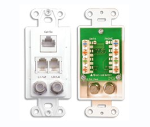 Linear CHP-WPAPDC Almond Data/Telephone/Coax TAP Wall Plate