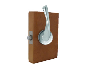 Trimco 1074-2 81SC001 620 Barn Door Latchset - Mortise - Privacy with Cylinder, Thumbturn and Rose Trim - Blackened Satin Nickel Bellini Lever