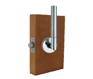 Trimco 1074-2 81SC037 499 Barn Door Latchset - Mortise - Privacy with Cylinder, Thumbturn and Rose Trim - Polished Brass, No Lacquer Glen Ellen Lever