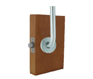 Trimco 1074-2 81ST003 609 Barn Door Latchset - Mortise - Privacy with Cylinder, Thumbturn and Rose Trim - Blackened Satin Brass Koln Lever