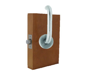 Trimco 1074-2C 81ST001 609 Barn Door Latchset - Mortise - BS Privacy with Cyl, Const Latching & Rose Trim - Blackened Satin Brass Munich Lever