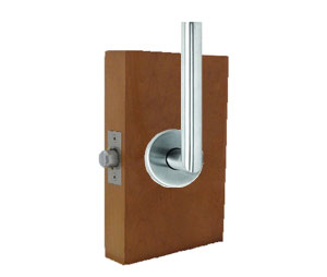 Trimco 1074-2C 81ST000 609 Barn Door Latchset - Mortise - BS Privacy with Cyl, Const Latching & Rose Trim - Blackened Satin Brass Stockholm Lever