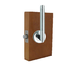 Trimco 1074-2 81ST028 499 Barn Door Latchset - Mortise - Privacy with Cylinder, Thumbturn and Rose Trim - Polished Brass, No Lacquer Vienna Lever