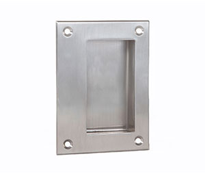Trimco 1115 630 Flush Pull 3-1/2" x 4-3/4" Mounting Holes on Face Plate - Satin Stainless Steel
