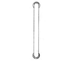 Trimco 7141S 630 Straight 8" CTC x 3/4" Diam Focal Round Door Pull with 1" Diam Black Back Plates - Satin Stainless Steel