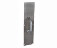 Trimco 1010-1 499 3" x 12" x .050" Pull Plate with 5" CTC Cast Pull - Polished Brass, No Lacquer