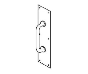 Trimco 1010-3 605 4" x 16" Pull Plate with 5" CTC Cast Pull - Polished Brass