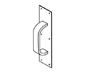 Trimco 1015-3 610 4" x 16" Pull Plate with 6" CTC 1" x 3/8" Pull - Blackened Satin Brass, Bright Relieved