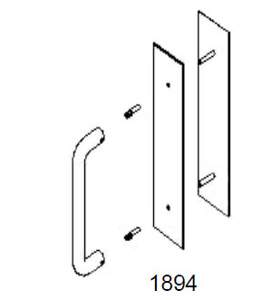 Trimco 1894-3B 606 Push/Pull Plate Combo - 3.5" x 15" Plates with 3/4" Dia x 8" CTC Pull - Satin Brass