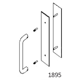 Trimco 1895-3 630 Push/Pull Plate Combo - 3.5" x 15" Plates with 1" Dia x 8" CTC Pull - Satin Stainless Steel